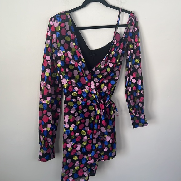 NBD Revolve Maxine Mini wrap Dress in Painted Dot - Picture 3 of 13